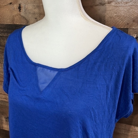 Halogen Mesh Hi Low Blue T Shirt Medium - Picture 2 of 7
